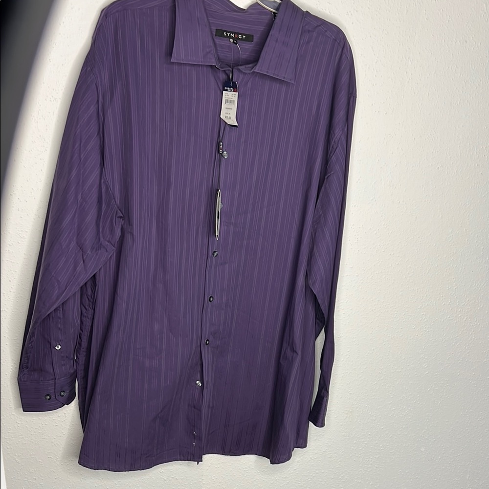 Synrgy Men's Purple Casual Button Down Shirt